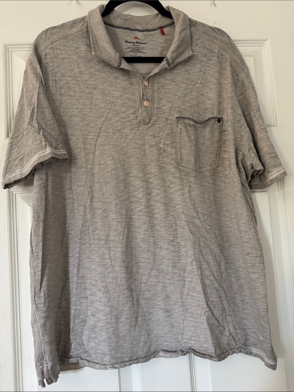 Tommy Bahama Light Gray Short-Sleeve Polo Henley